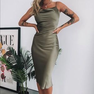 NWT beginning boutique schiffer midi slip dress